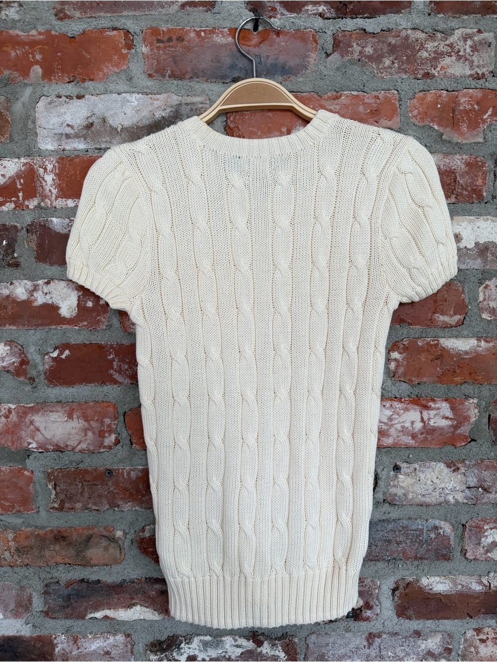 Polo Ralph Lauren Heart Intarsia Cable Knit Pima Cotton Sweater Top XS Cream - Picture 3 of 6